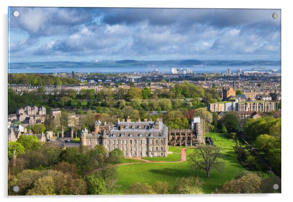 Edinburgh Cityscape With Holyrood Palace Acrylic by Artur Bogacki