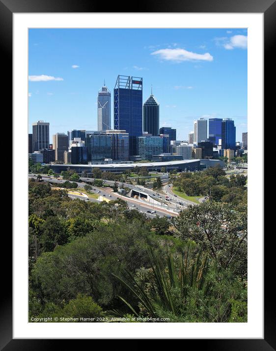 Perth City Skyline Framed Mounted Print by Stephen Hamer