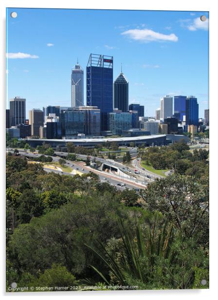 Perth City Skyline Acrylic by Stephen Hamer