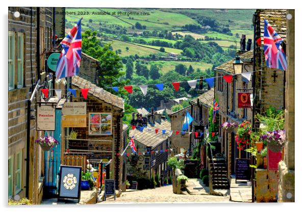Yorkshire Day on Haworth Main Street Acrylic by Alison Chambers