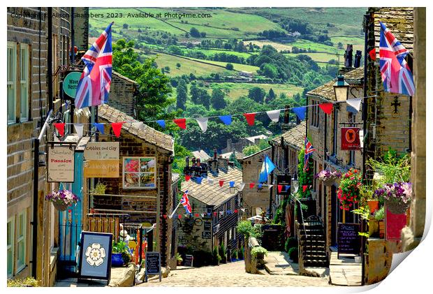 Yorkshire Day on Haworth Main Street Print by Alison Chambers