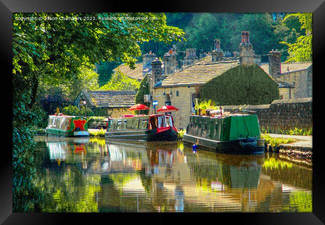 Summer Evening Rochdale Canal Hebden Bridge  Framed Print by Alison Chambers