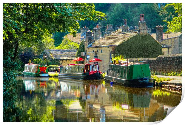 Summer Evening Rochdale Canal Hebden Bridge  Print by Alison Chambers