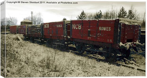 Red Coal Waggons Canvas Print by Steven Stoddart