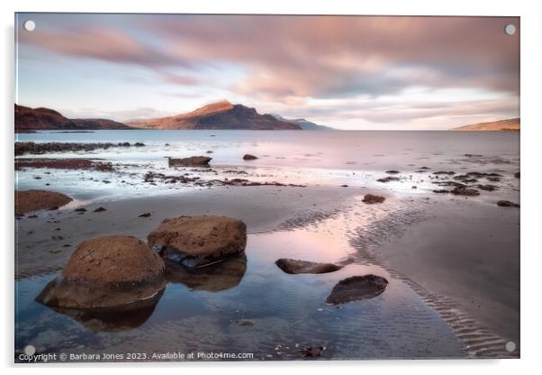 Ben Tianavaig, Trotternish Sunset, Isle of Skye. Acrylic by Barbara Jones