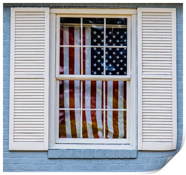 Old Glory through an old window Print by John Hastings