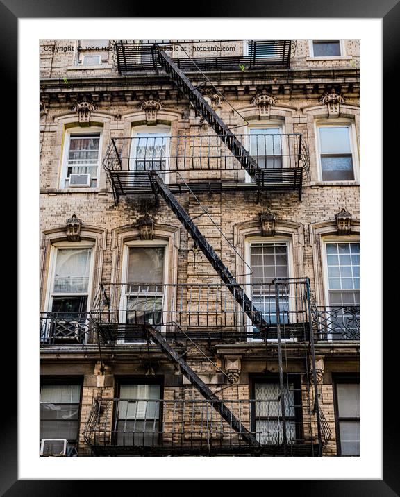 New York Fire Escape Framed Mounted Print by John Hastings