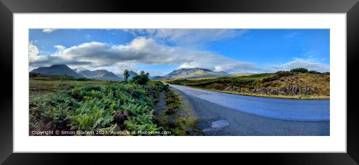 A Panoramic image of the Cuillin Hills on the Isle Framed Mounted Print by Simon Gladwin
