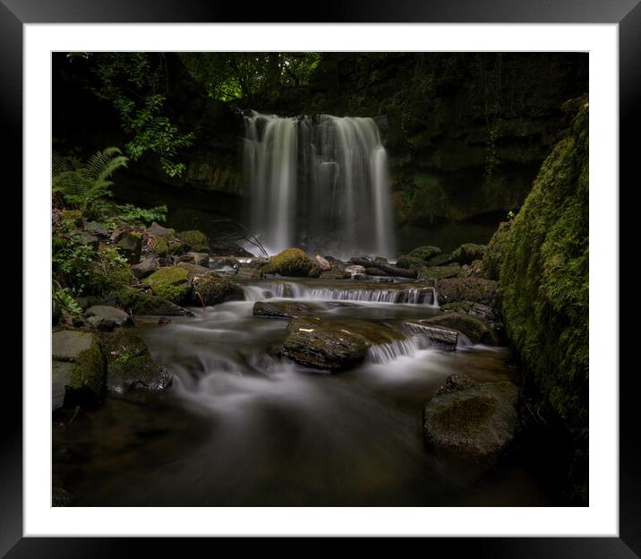 Longford waterfall in Neath Abbey Framed Mounted Print by Leighton Collins