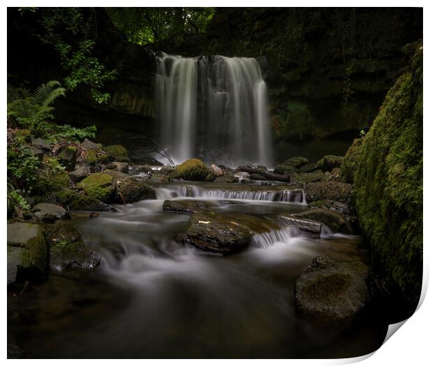 Longford waterfall in Neath Abbey Print by Leighton Collins
