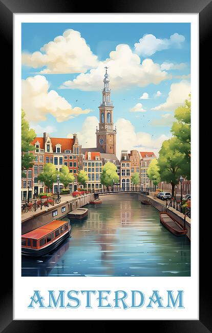 Amsterdam Travel Poster Framed Print by Steve Smith
