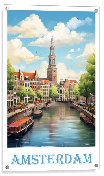 Amsterdam Travel Poster Acrylic by Steve Smith
