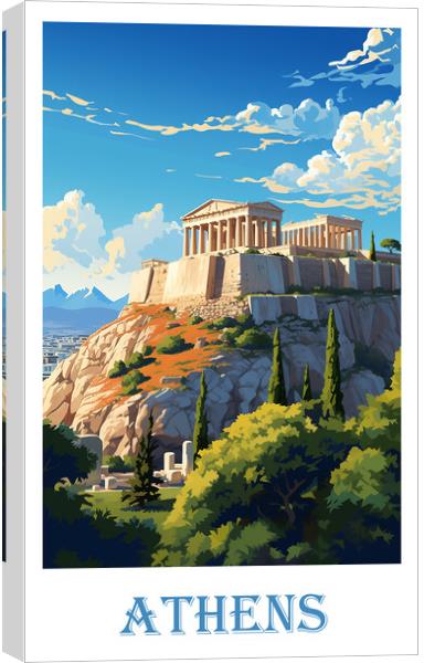 Athens Travel Poster Canvas Print by Steve Smith