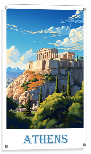 Athens Travel Poster Acrylic by Steve Smith
