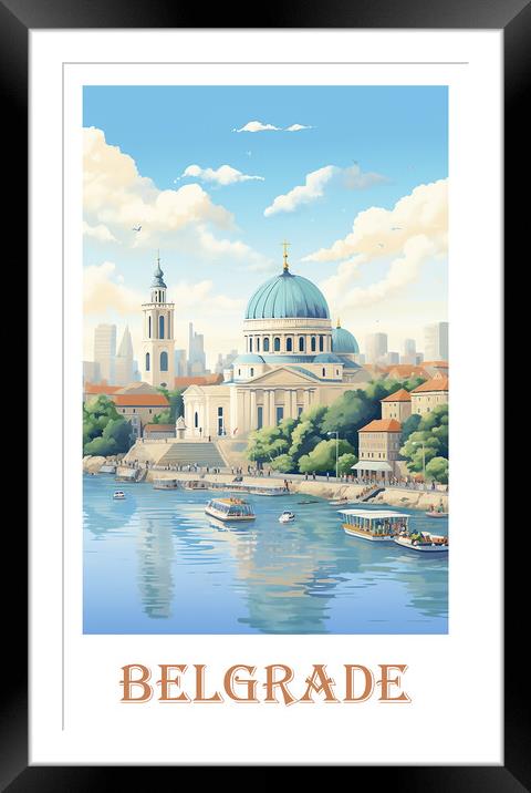 Belgrade Travel Poster Framed Mounted Print by Steve Smith