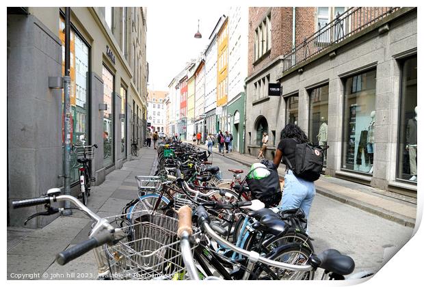 Back street bicycle Parking Copenhagen Denmark Print by john hill