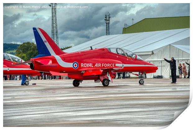 The Red Arrows ready to depart RAF Leuchars Airshow 2011 Print by Navin Mistry