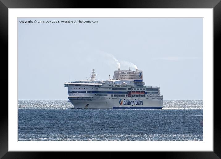 Brittany Ferries Pont Avon arrives in Plymouth  Framed Mounted Print by Chris Day