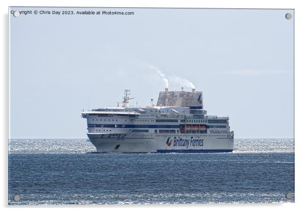 Brittany Ferries Pont Avon arrives in Plymouth  Acrylic by Chris Day