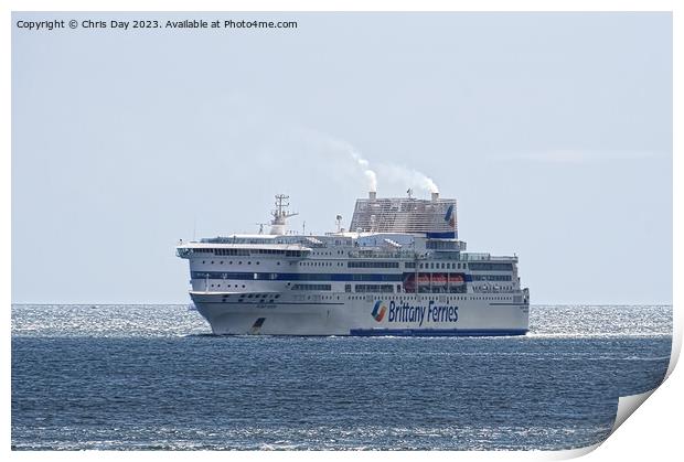 Brittany Ferries Pont Avon arrives in Plymouth  Print by Chris Day