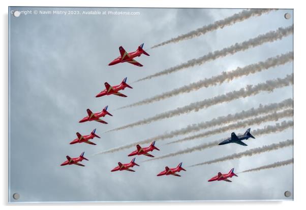 The Red Arrows and a guest   Acrylic by Navin Mistry