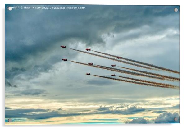 The Red Arrows RAF  Acrylic by Navin Mistry