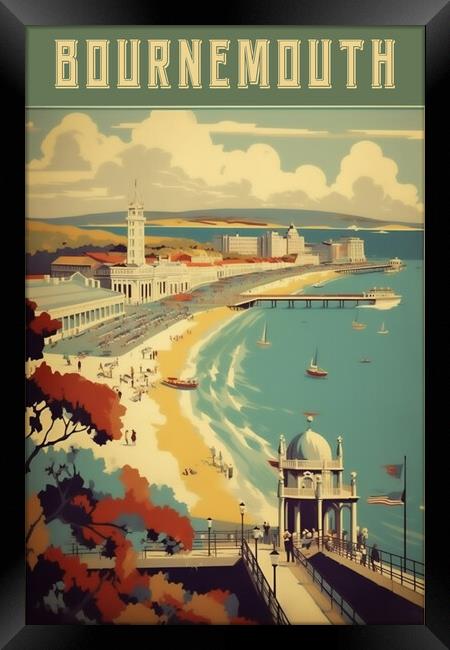 Bournemouth 1950s Travel Poster  Framed Print by Picture Wizard