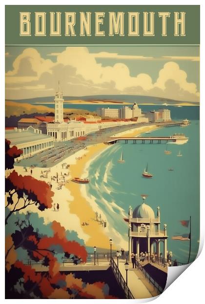 Bournemouth 1950s Travel Poster  Print by Picture Wizard