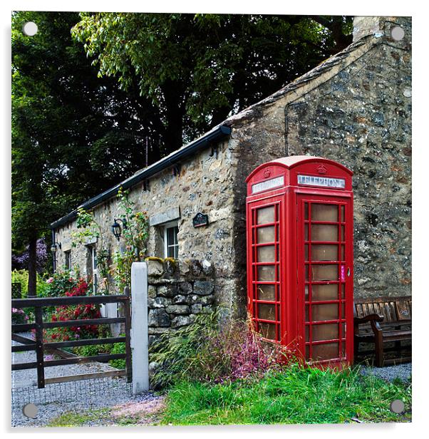 Red Telephone Box in the Dales Acrylic by Stephen Mole