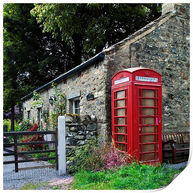 Red Telephone Box in the Dales Print by Stephen Mole