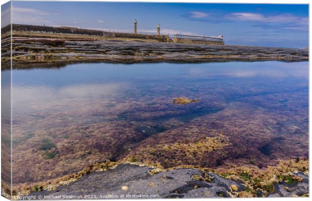 Whitby's East Beach: A Revealing Low Tide Canvas Print by Michael Shannon
