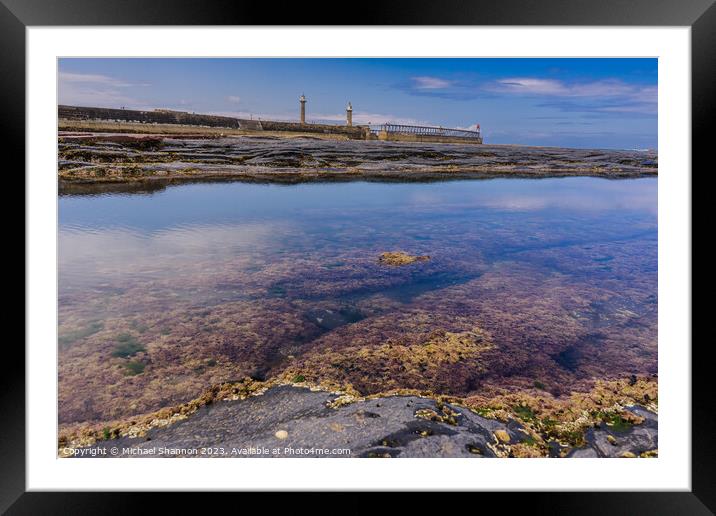 Whitby's East Beach: A Revealing Low Tide Framed Mounted Print by Michael Shannon