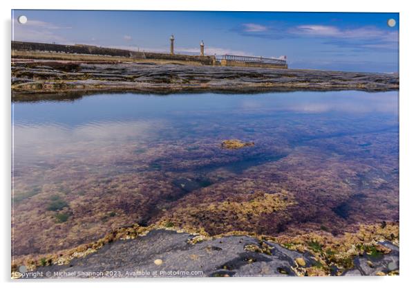 Whitby's East Beach: A Revealing Low Tide Acrylic by Michael Shannon