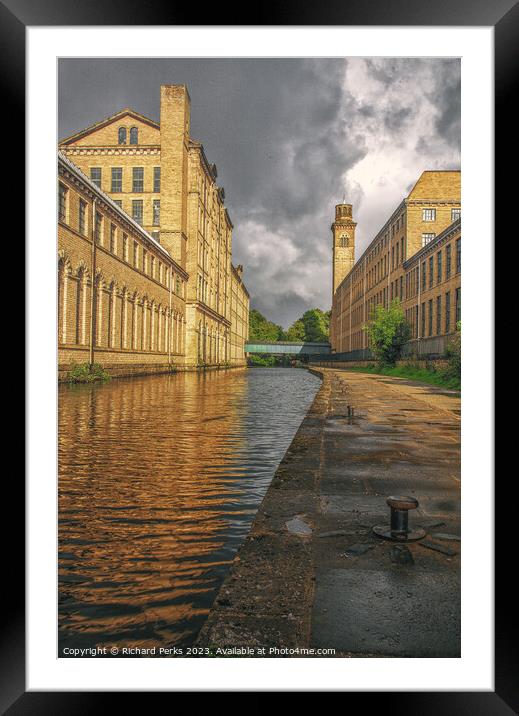 Storm brewing Salts Mill Framed Mounted Print by Richard Perks