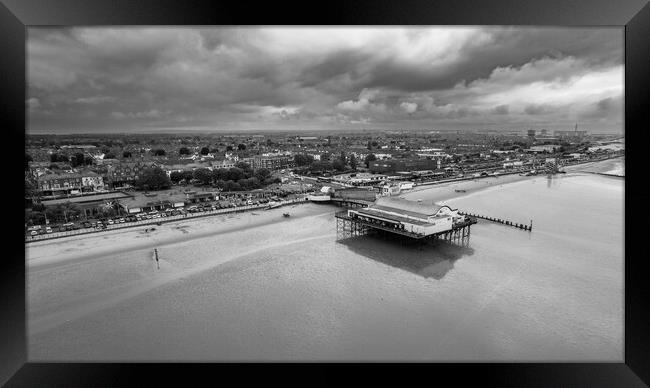 Cleethorpes Storm Black and White Framed Print by Apollo Aerial Photography
