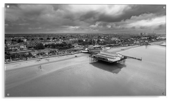 Cleethorpes Storm Black and White Acrylic by Apollo Aerial Photography