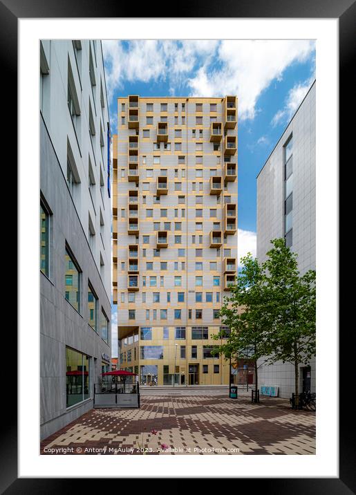 Helsingborg Soder Heights Tower Block Framed Mounted Print by Antony McAulay