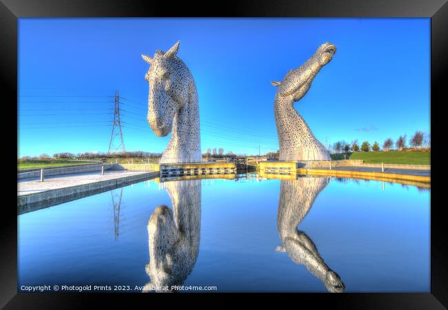 the Kelpies reflections  , Helix park, Falkirk HDR Framed Print by Photogold Prints