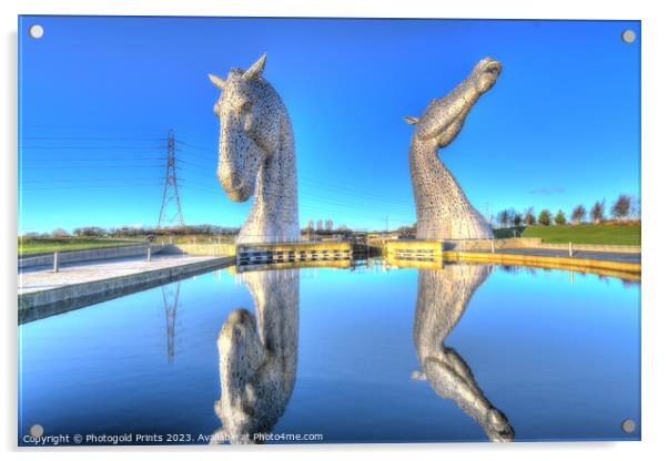 the Kelpies reflections  , Helix park, Falkirk HDR Acrylic by Photogold Prints