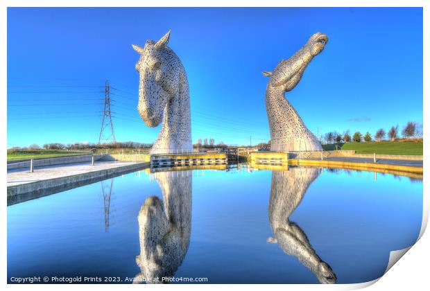 the Kelpies reflections  , Helix park, Falkirk HDR Print by Photogold Prints