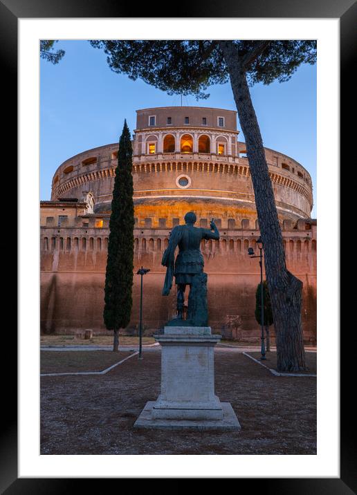 Emperor Hadrian Statue And Holy Angel Castle Framed Mounted Print by Artur Bogacki