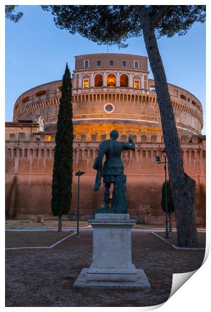Emperor Hadrian Statue And Holy Angel Castle Print by Artur Bogacki