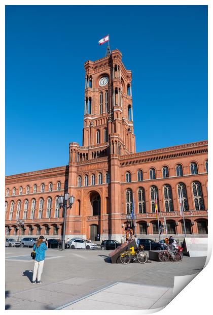 Rotes Rathaus Red City Hall In Berlin Print by Artur Bogacki