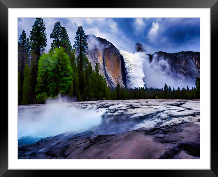 Storm over Thunder waterfall Framed Mounted Print by Roger Mechan