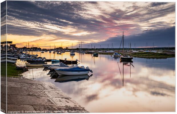 Tranquil Harbour Boat Mooring Canvas Print by Terry Newman