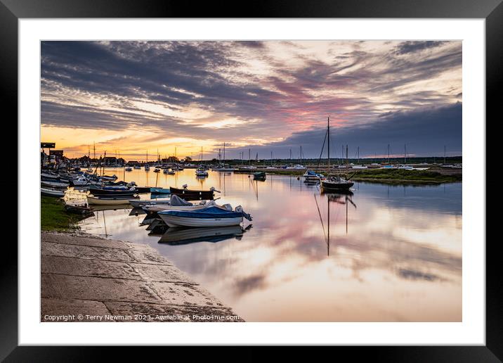 Tranquil Harbour Boat Mooring Framed Mounted Print by Terry Newman