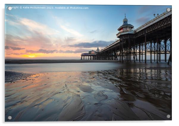 Blackpool North Pier Sunset Acrylic by Katie McGuinness