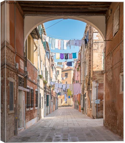 Wash day in Venice Canvas Print by Jo Sowden
