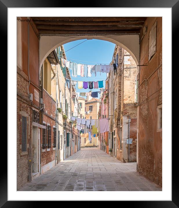 Wash day in Venice Framed Mounted Print by Jo Sowden