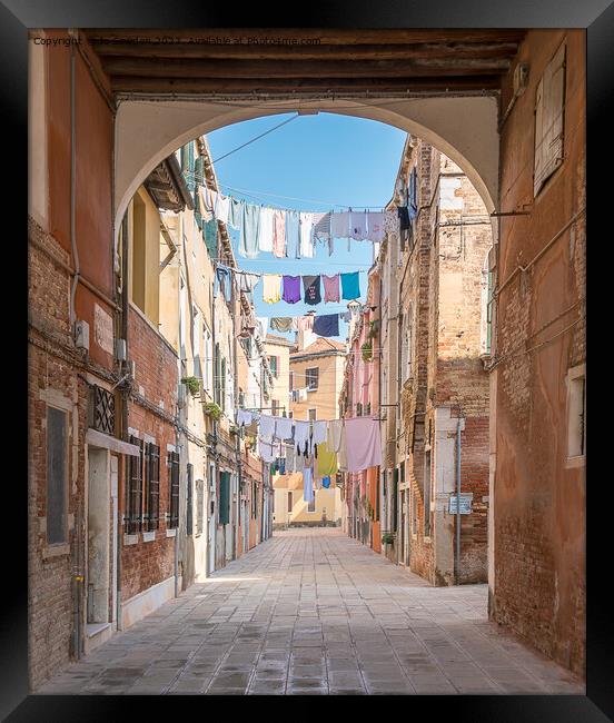 Wash day in Venice Framed Print by Jo Sowden